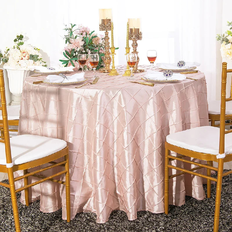 108" Seamless Round Pintuck Taffeta Tablecloth - Blush Pink/Rose Gold (1pc)