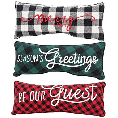 3/set Buffalo Check Season's Greeting Sentiment Pillow