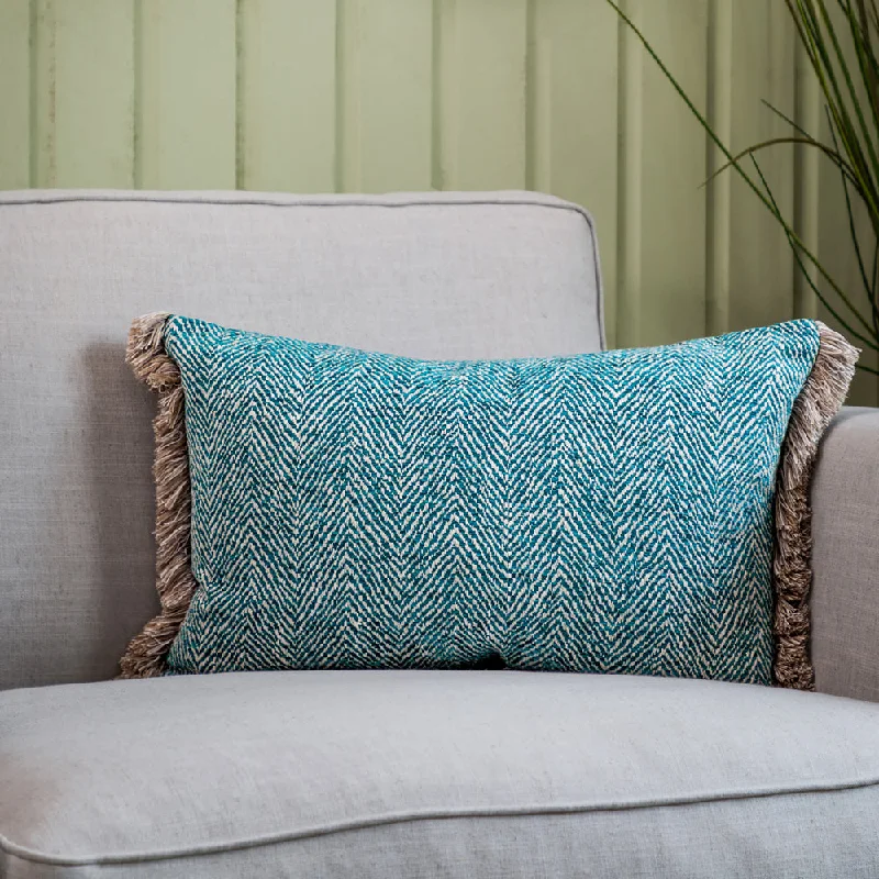 Oryx Feather Cushion Azure