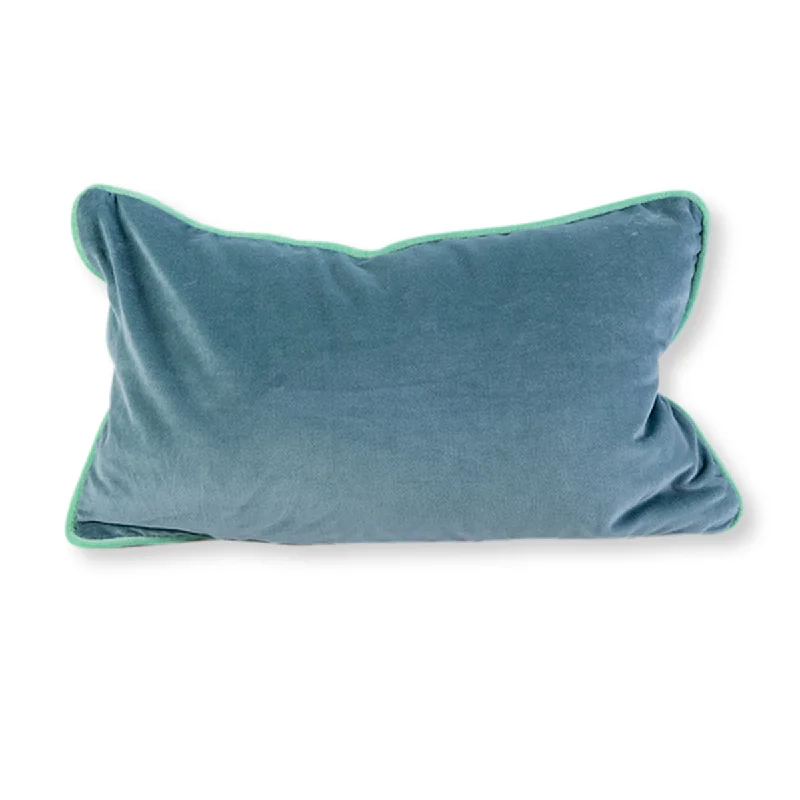 Charliss Velvet Lumbar Pillow - Aqua + Mint - Case Only