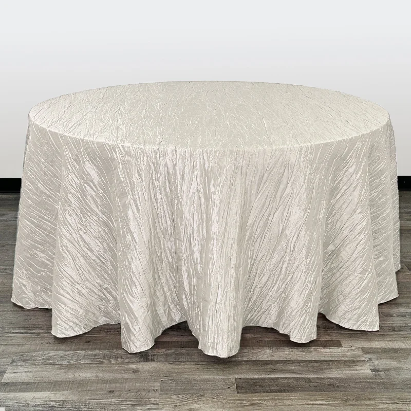 132 inch Crinkle Taffeta Round Tablecloth Ivory