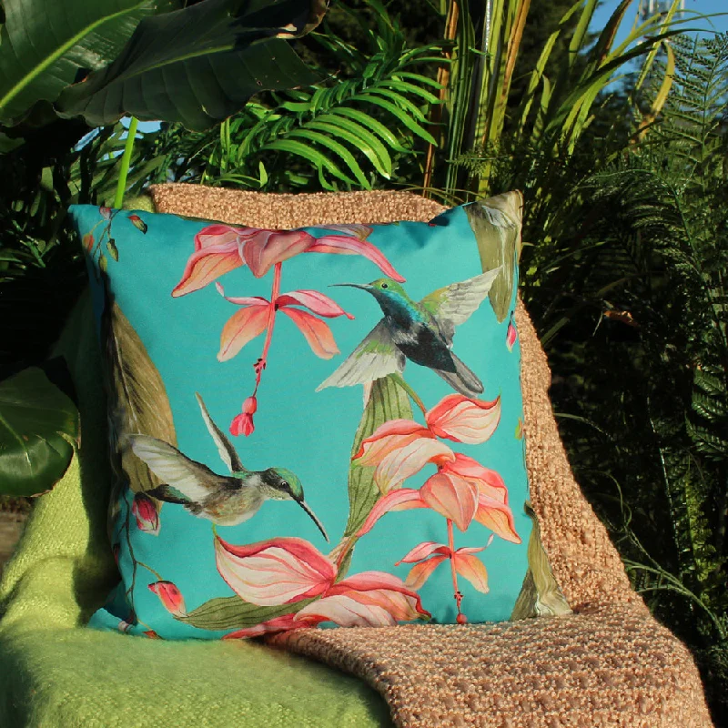 Hummingbird Outdoor Cushion Blue