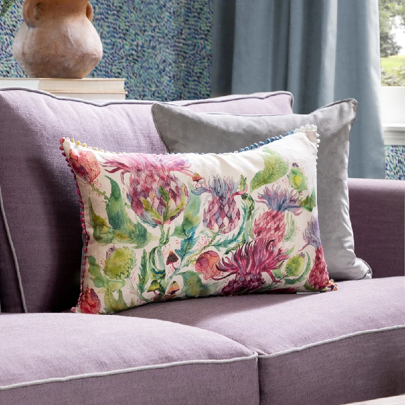 Fairytale Bristles Printed Feather Cushion Damson