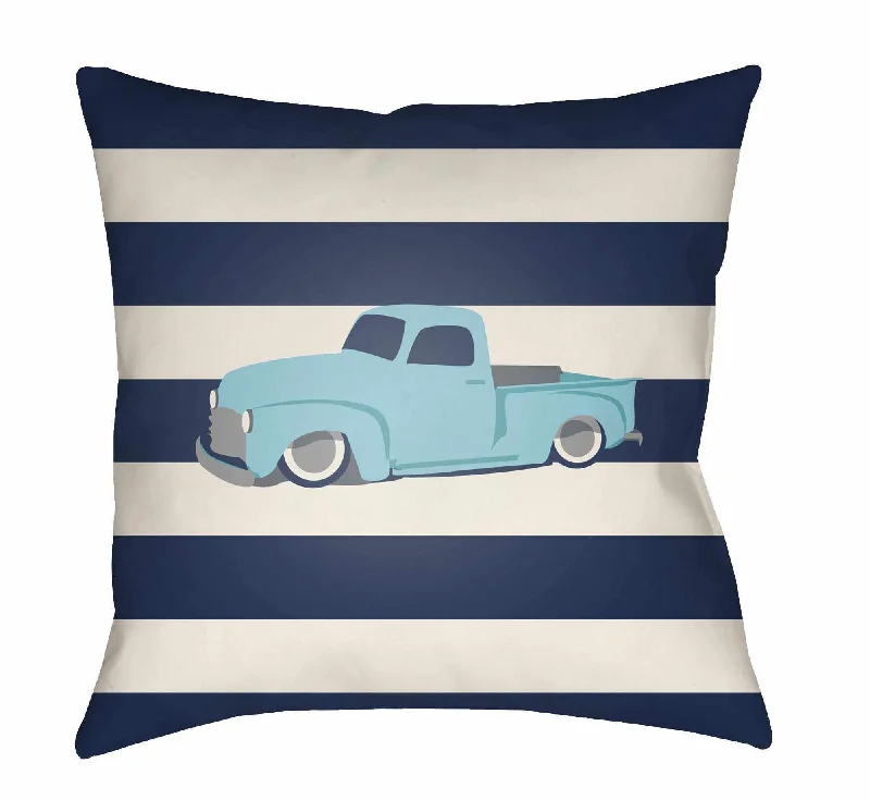 Kids Car Print Decorative Nursery Blue Throw Pillow