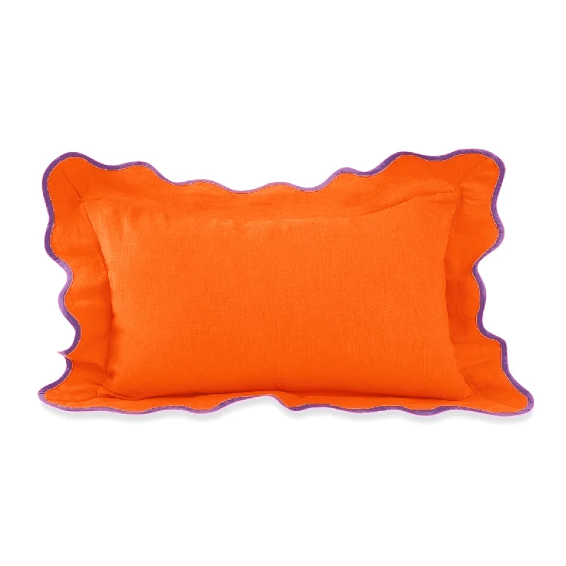 Darcy Linen Lumbar Pillow - Orange + Lilac - Case Only