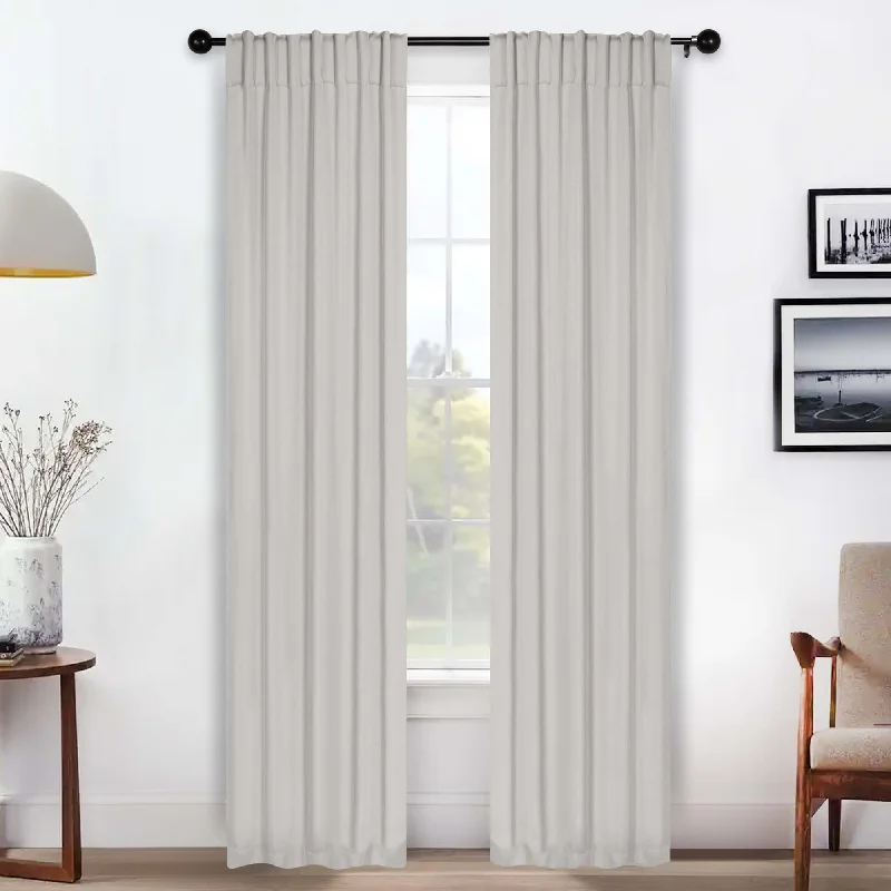 Solid Room Darkening Blackout Curtain Panels, Back Tabs, Set of 2