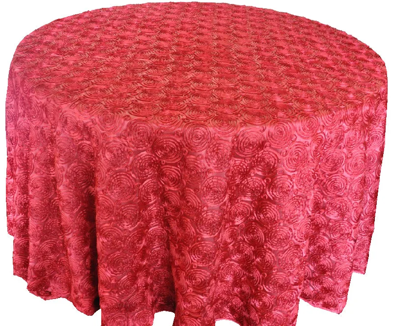 132" Round Satin Rosette Tablecloth - Apple Red (1pc)