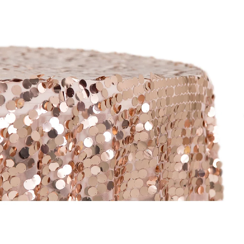 Large Payette Sequin 132" Round Tablecloth - Blush/Rose Gold