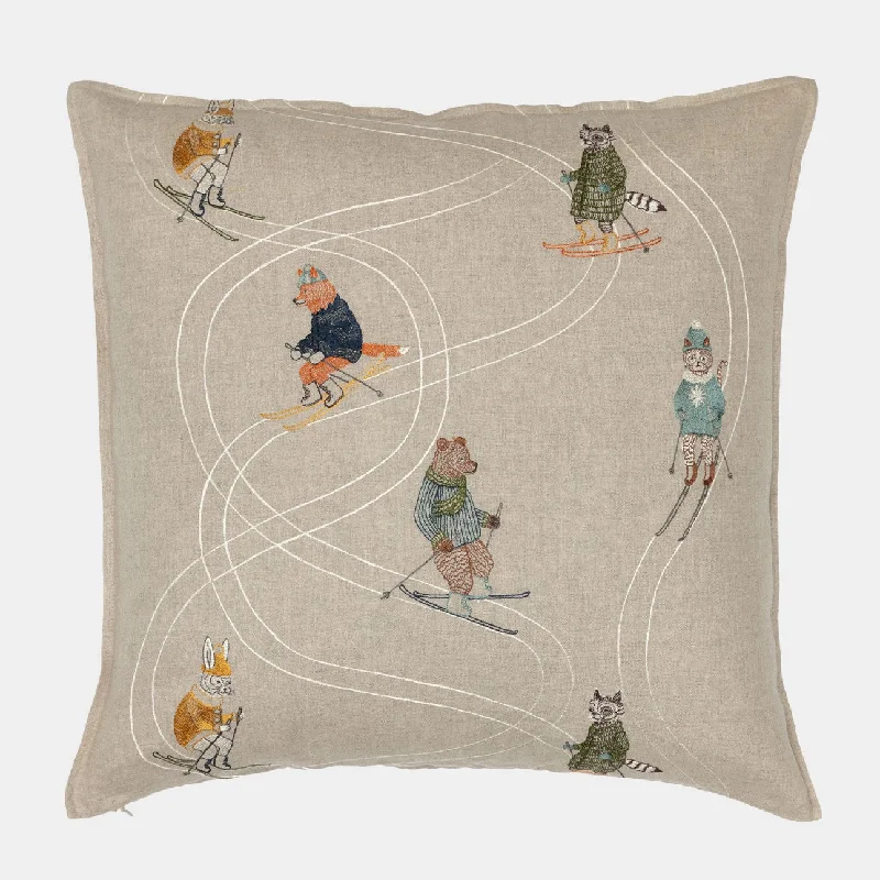 Downhill Skiers Square Pillow