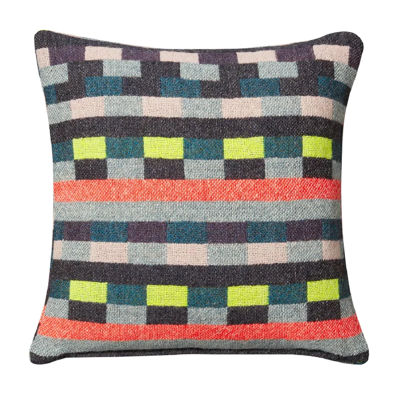 Glitch Woven Square Cushion - Denim Blue