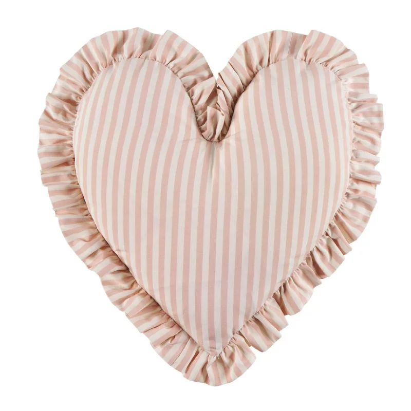 Brigitte Stripe Heart Pillow in Blush