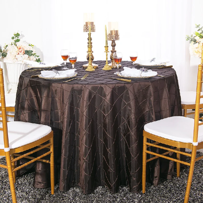 120" Seamless Round Pintuck Taffeta Tablecloth - Chocolate (1pc)