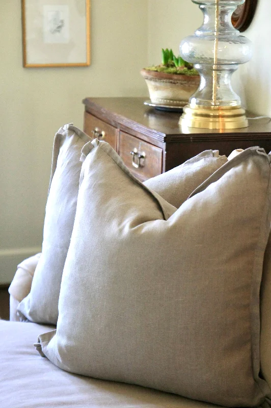 English Grey Linen Pillow Covers