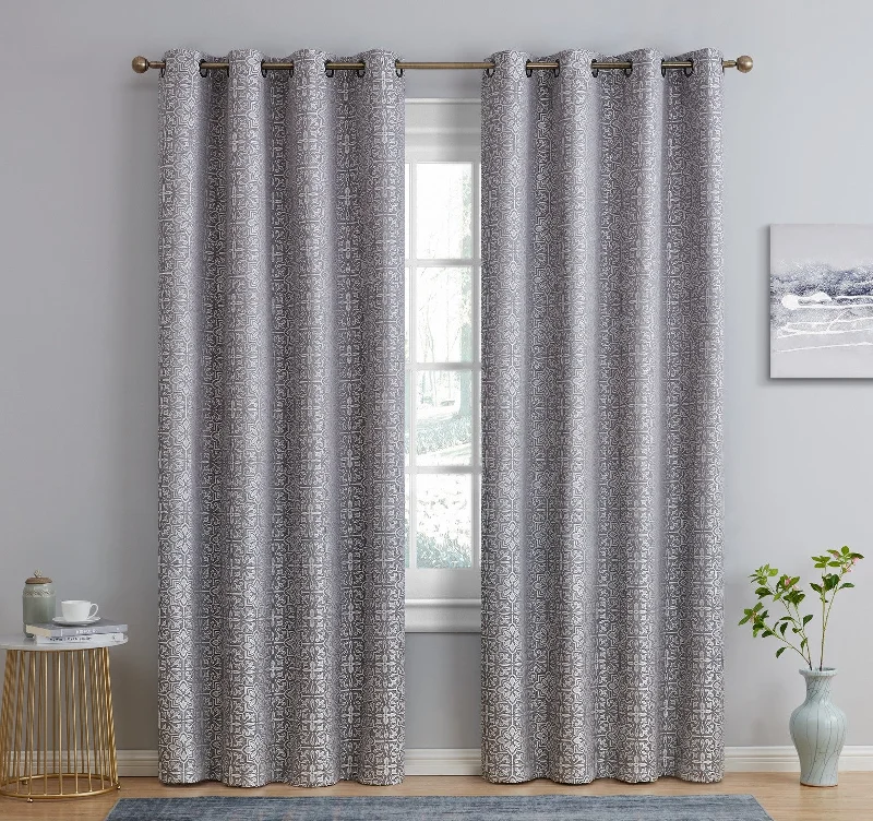 Mia Moroccan Tile 100% Blackout Grommet Curtain Panels