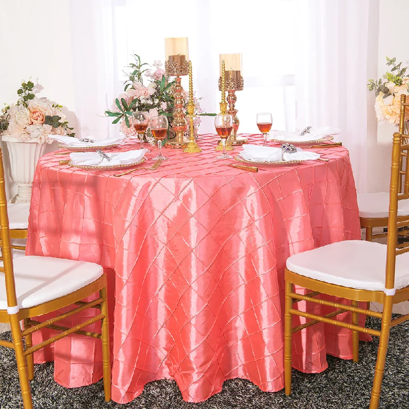 90" Seamless Round Pintuck Taffeta Tablecloth - Coral (1pc)