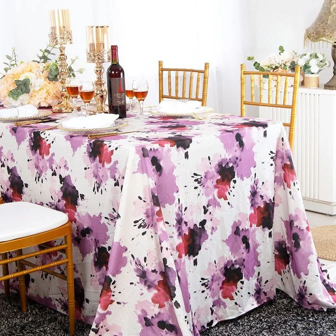 90"x132" Seamless Rectangular Splatter Garden Scuba (Wrinkle-Free) (240 GSM) Tablecloth - (1pc)