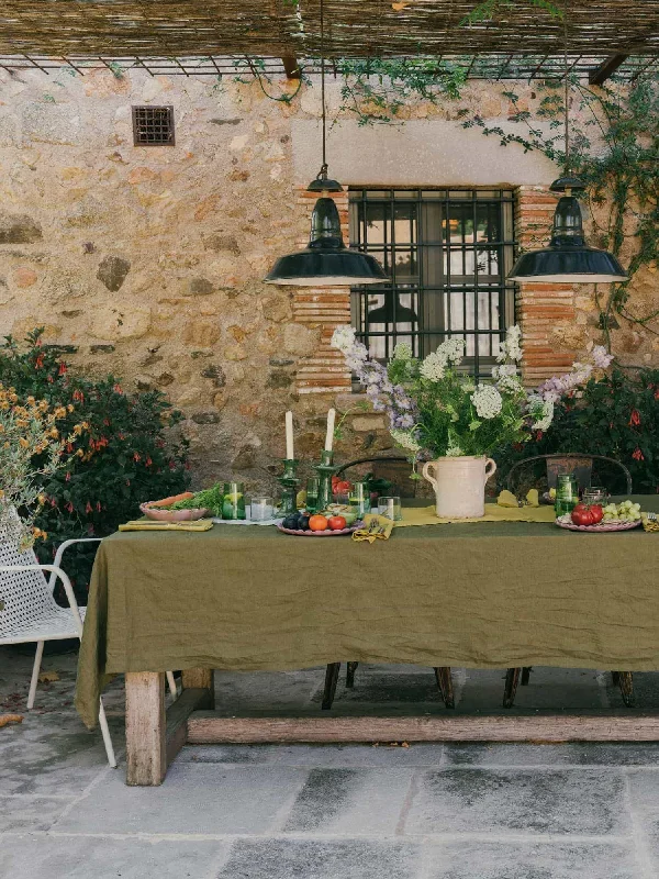 100% Linen Tablecloth in Olive