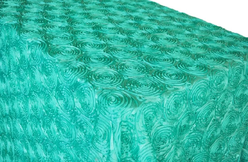 90"x156" Seamless Rectangular Satin Rosette Tablecloth - Tiff Blue/Aqua Blue (1pc)