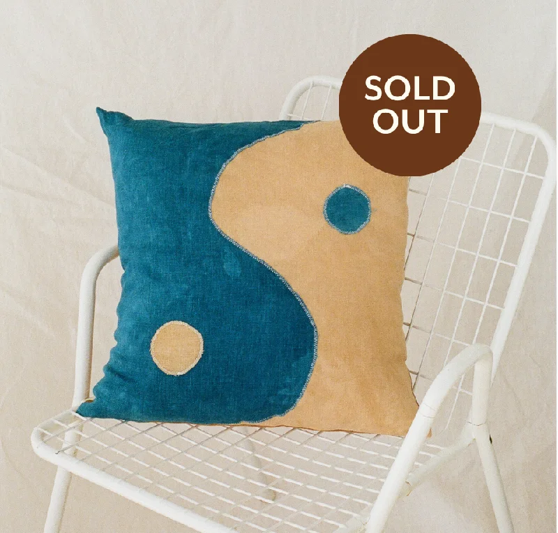 Indigo Yin Yang Naturally Dyed Linen Pillow