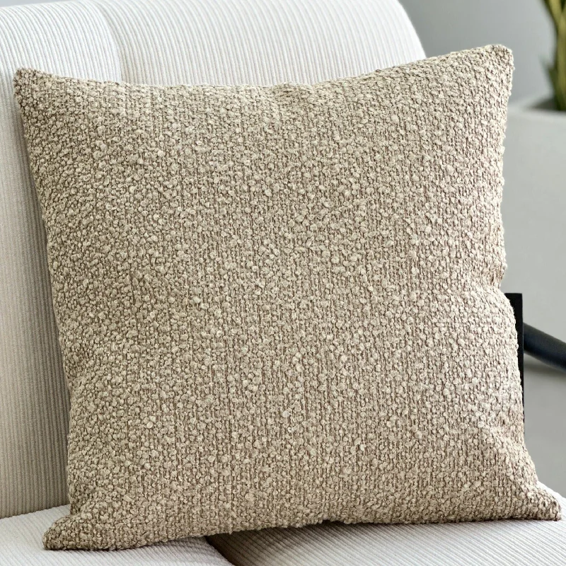 Large Bouclé Sand Square Pillow