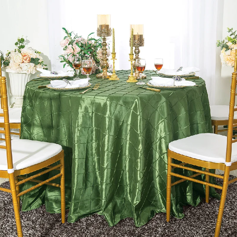 132" Round Pintuck Taffeta Tablecloth - Clover Green (1pc)