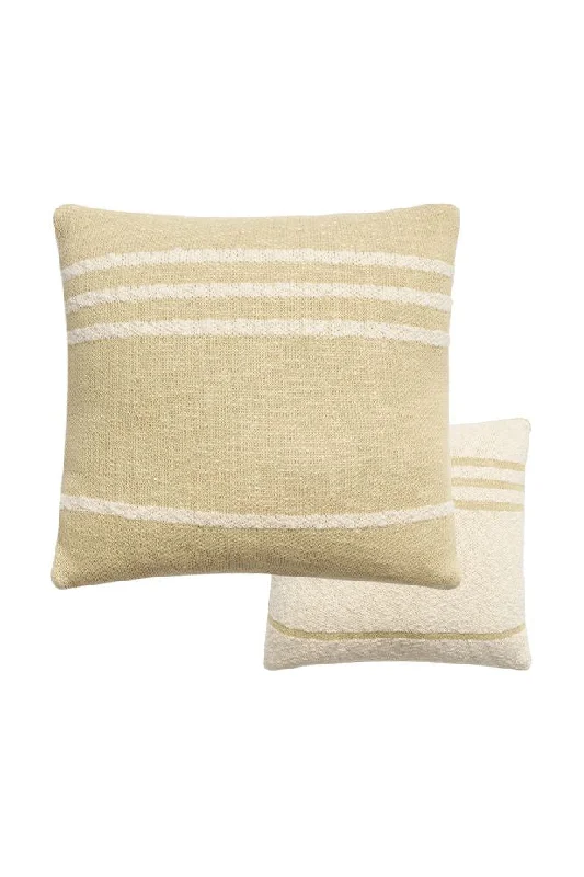 KNITTED CUSHION DUETTO OLIVE - NATURAL