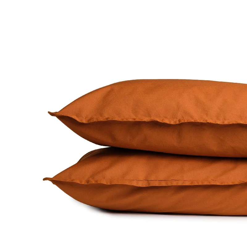 Percale Cotton Pillowcase in Coccio Brown (Set of 2)