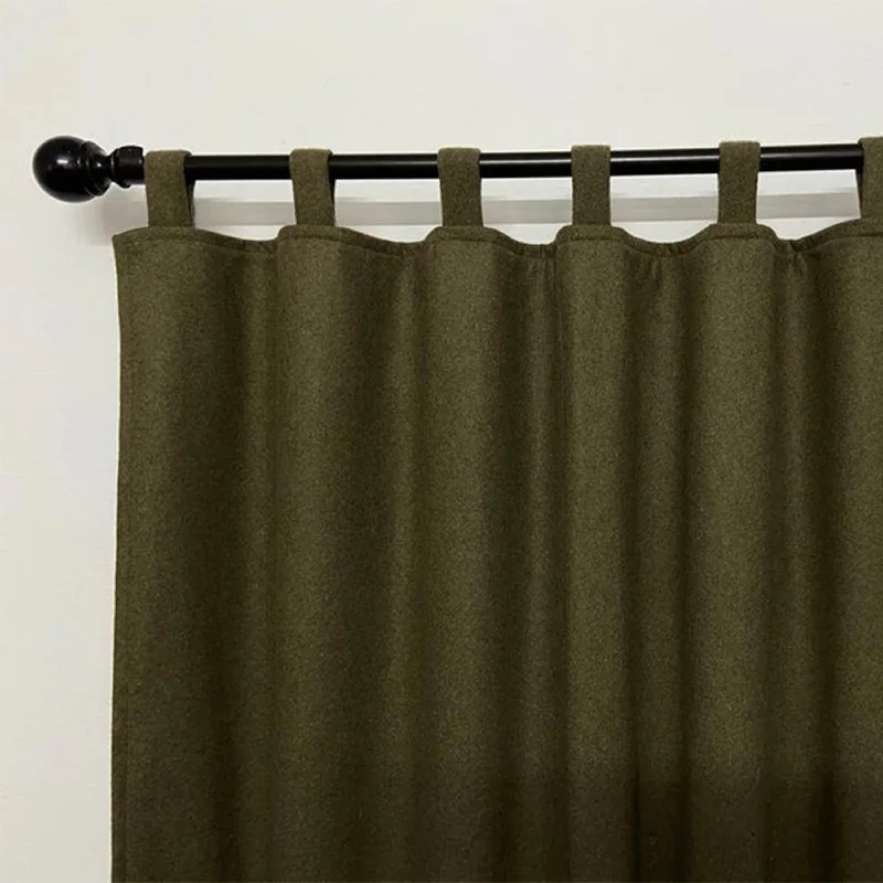 Double Layer Wool Curtains With Wool Tabs