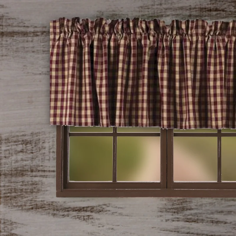 Barn Red Nutmeg Heritage House Check Barn Red Valance Lined VL100017