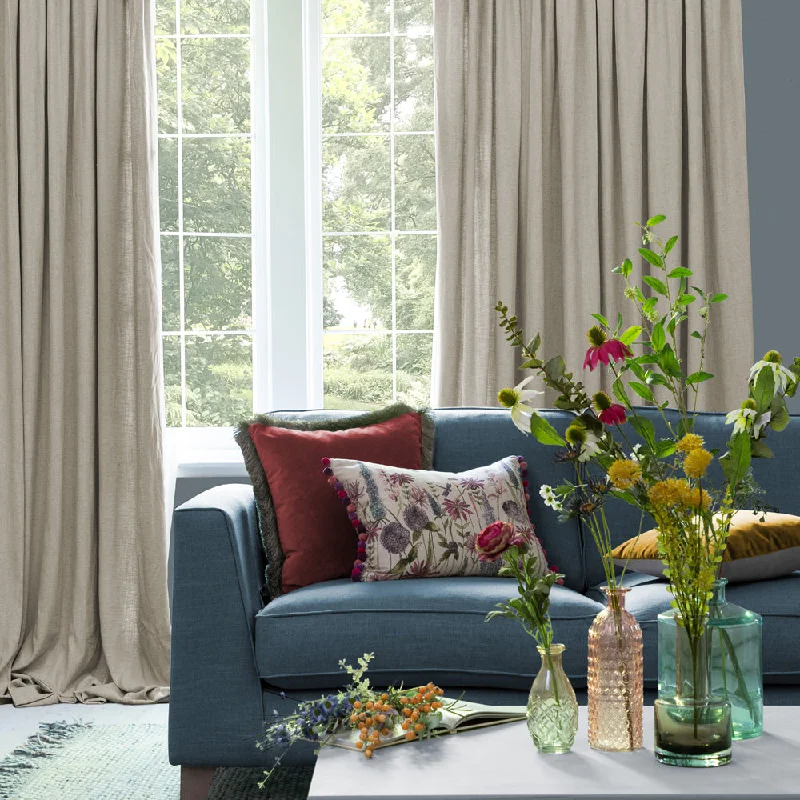 Hawley Linen Blend Pencil Pleat Curtains Clay