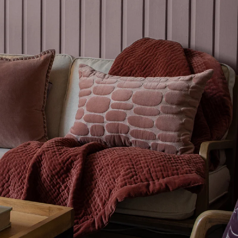 Boulder Embroidered Feather Cushion Coral