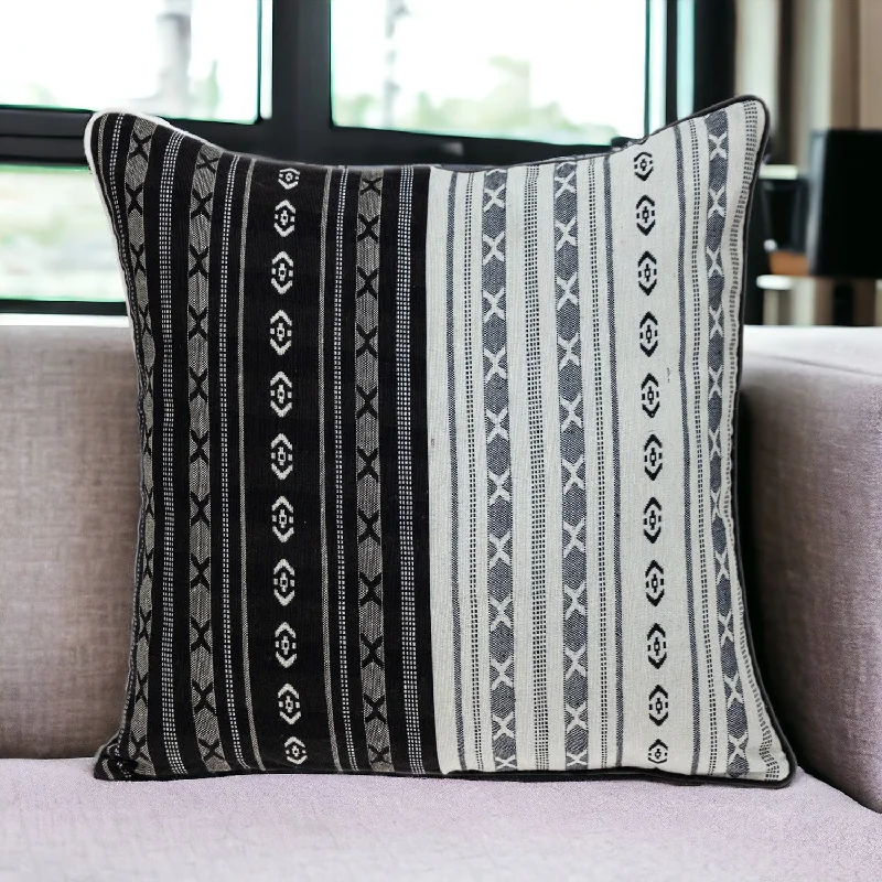 Black And White Abstract Accent Pillow