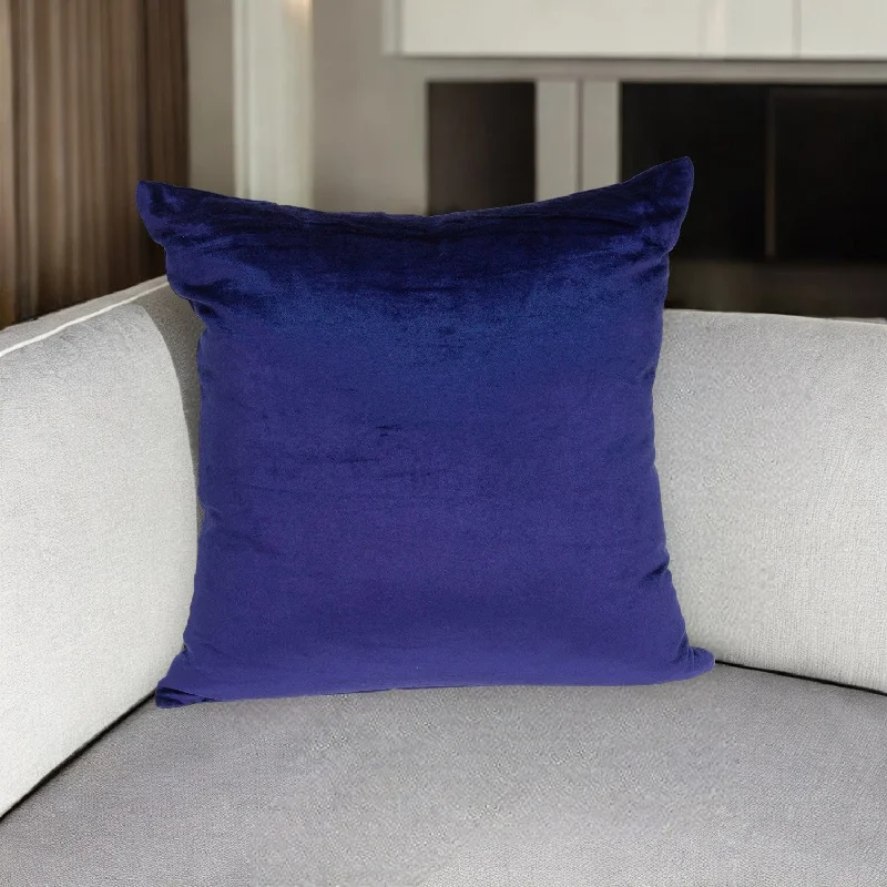 18" X 7" X 18" Transitional Royal Blue Solid Pillow Cover With Poly Insert