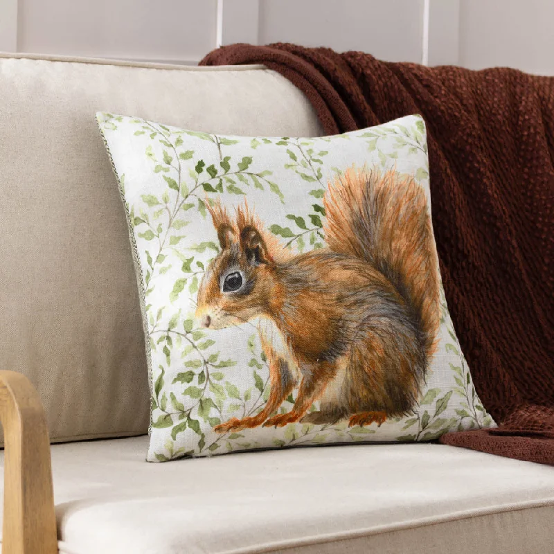 Shugborough Squirrel Traditional Cushion Multicolour