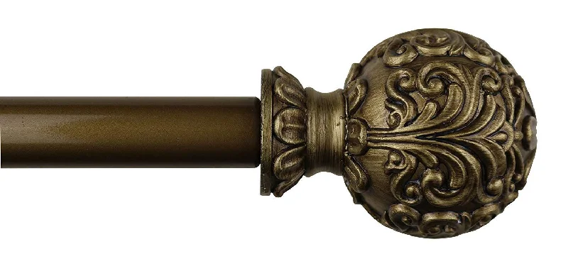 1" Diameter Scroll Ball Adjustable Single Drapery Curtain Rod