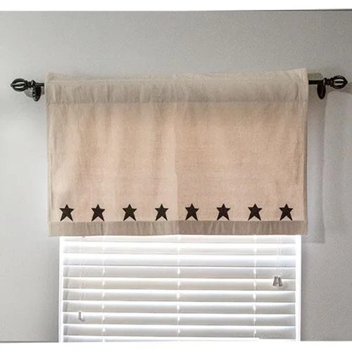 Farmhouse Star Patch Applique Tier Curtains 36"x36"