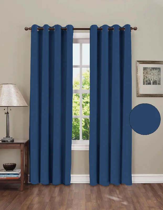 Blackout Plain Curtain - Navy Blue (Pack of 1)