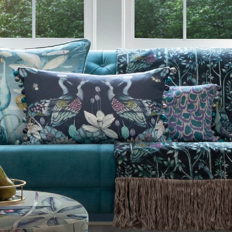 Anahita Printed Feather Cushion Midnight