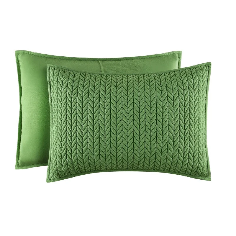 Five Queens Court Catori Kiwi Green Quilted Standard Sham