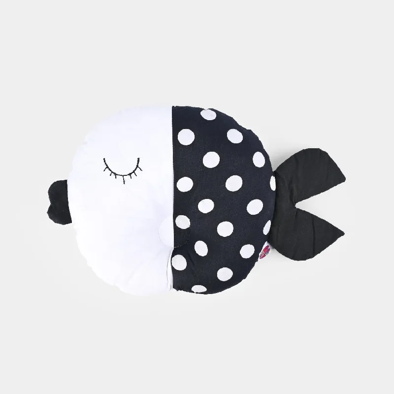 Baby Round Fish Pillow | Black Dot