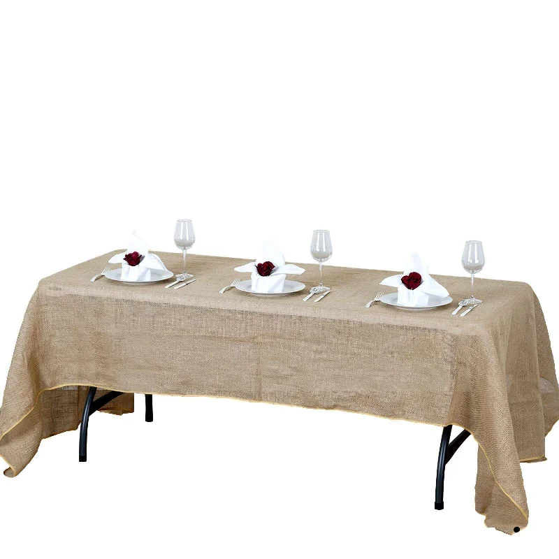 60" x 126" Burlap Rectangular Tablecloth - Natural