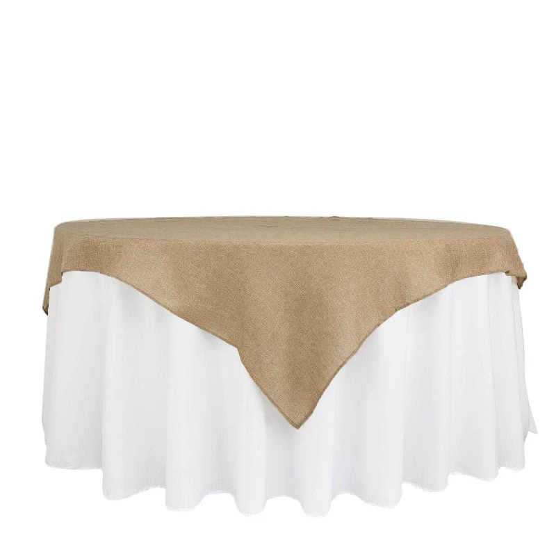 72"x72" Faux Burlap Square Table Overlay - Natural