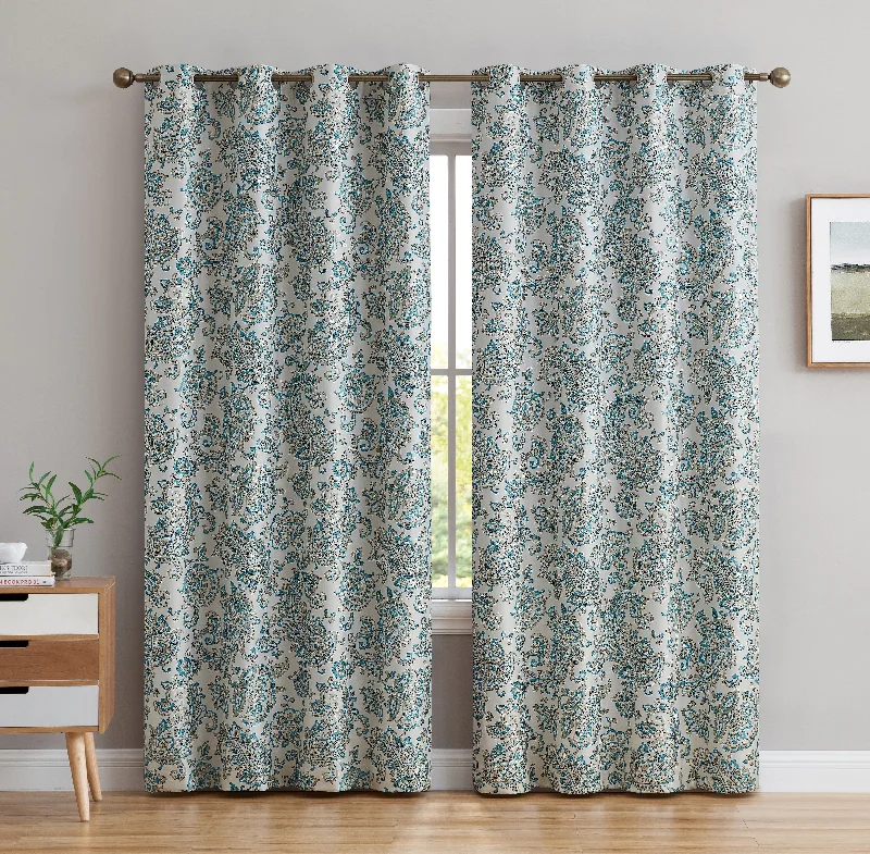 Amalfi Paisley 100% Blackout Grommet Curtain Panels