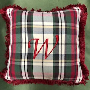 Pottery Barn Denver Plaid Personalized Christmas Pillow