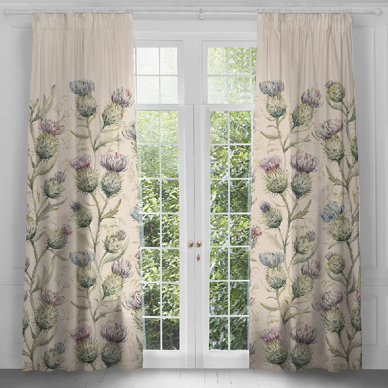 Thistle Glen Printed Pencil Pleat Curtains Lilac