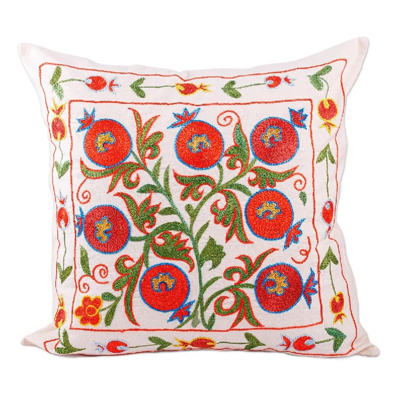 Novica Handmade Enchanted Era Embroidered Cotton Suzani Pillow Sham