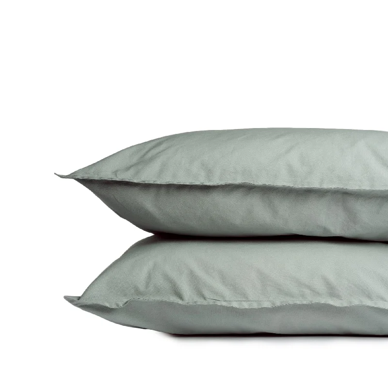 Percale Cotton Pillowcase in Ash Gray (Set of 2)