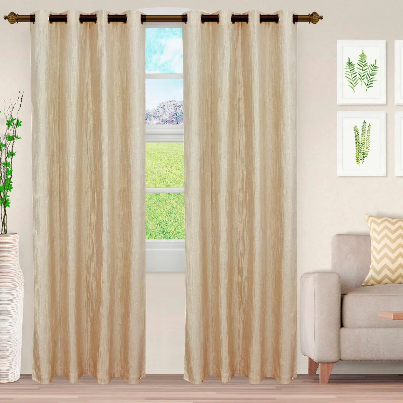 Metallic Cascade Jacquard Textured Solid Curtain Panel Set