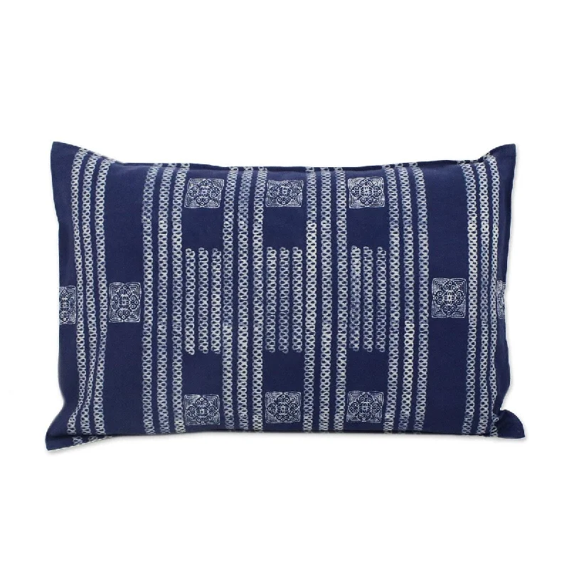 Novica Handmade Indigo Forever Batik Cotton Pillow Sham