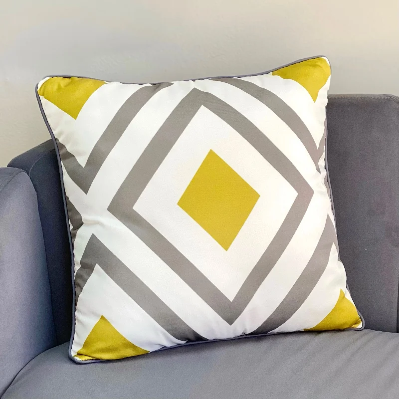 Yellow Gray Diamond Pillow